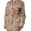 Beige Cotton Long Sleeve Collared Coat Jacket - Image 3