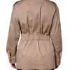 Beige Cotton Long Sleeve Collared Coat Jacket - Image 4