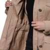 Beige Cotton Long Sleeve Collared Coat Jacket - Image 8