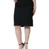 Black Straight Pencil Cut Knee Length Skirt - Image 2