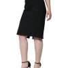 Black Straight Pencil Cut Knee Length Skirt - Image 3