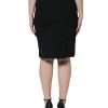 Black Straight Pencil Cut Knee Length Skirt - Image 4