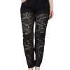 Black Floral Lace Front Skinny Denim Jeans - Image 2