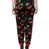 Black Red Cherry Mid Waist Jogger Pants - Image 4