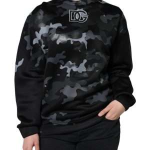 Black Camouflage Round Neck Sweatshirt Sweater