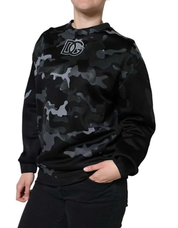 Black Camouflage Round Neck Sweatshirt Sweater - Image 3
