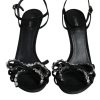 Black Suede Crystals KEIRA Sandals Shoes - Image 2