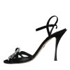 Black Suede Crystals KEIRA Sandals Shoes - Image 5