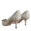 White Taormina Lace Crystal Heel Pumps Shoes - Image 4