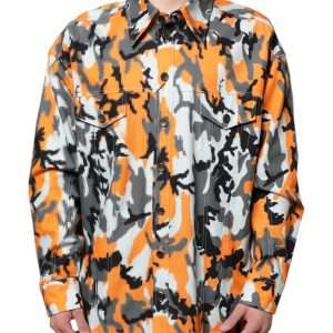 Multicolor Camouflage Cotton Denim Collared Jacket