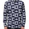 Blue Crown Logo Print Slim Fit Cotton Shirt - Image 2