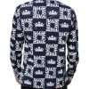 Blue Crown Logo Print Slim Fit Cotton Shirt - Image 4