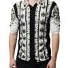 White Black Silk Studded Stone Crystal Shirt - Image 2