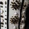 White Black Silk Studded Stone Crystal Shirt - Image 7