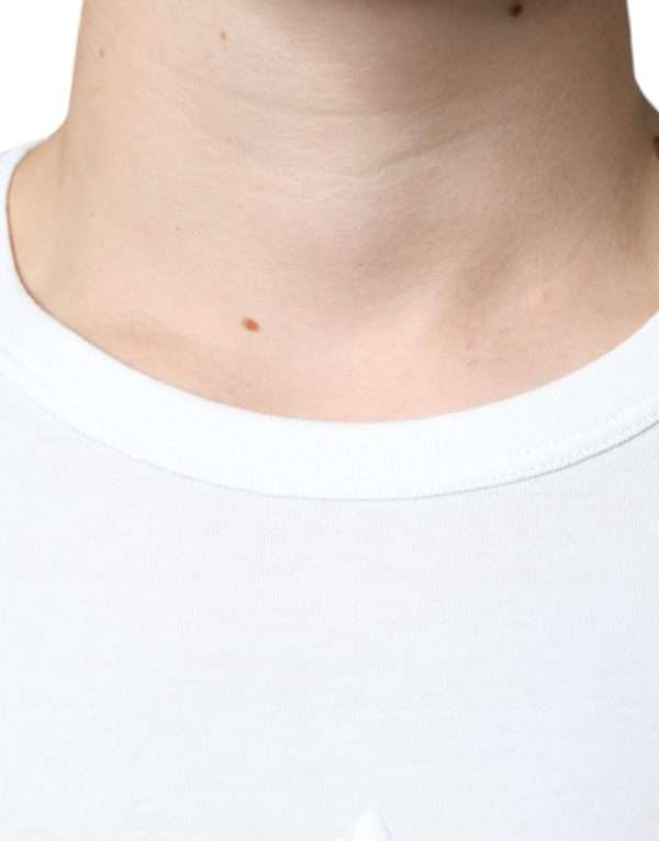 White Logo Embossed Cotton Crewneck T-shirt - Image 5