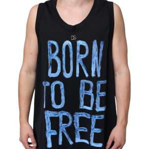 Black Cotton Born To Be Free Sleeveless T-shirt