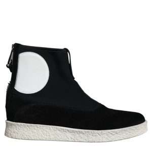 Black White Neoprene Takeshi Mid Calf Boots Shoes