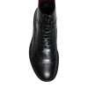 Black Leather Lace Up Mid Calf Boots Shoes - Image 6