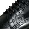 Black Leather Lace Up Mid Calf Boots Shoes - Image 7