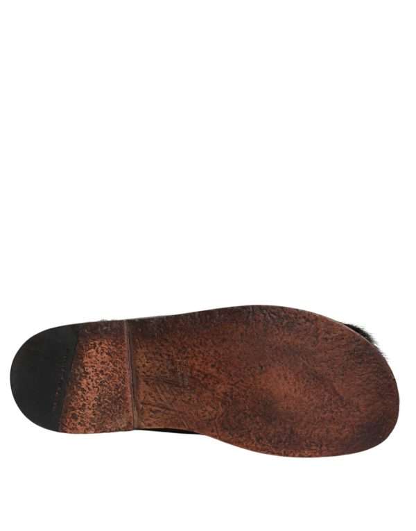 Black Gazelle Hair Leather Flats Sandals Shoes - Image 8