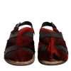 Black Red Gazelle Hair Leather Sandals Shoes - Image 2