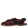 Black Red Gazelle Hair Leather Sandals Shoes - Image 5