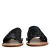 Black Monochrome Braided Raffia Slides Shoes - Image 2