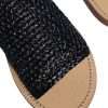 Black Monochrome Braided Raffia Slides Shoes - Image 6