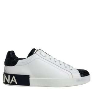 Black Leather Logo Portofino Sneaker Shoes