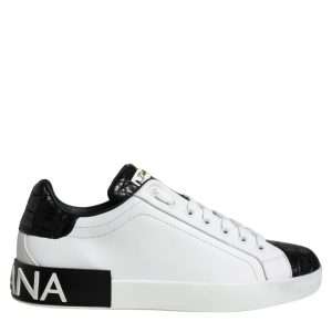 Black Leather Logo Portofino Sneaker Shoes
