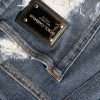 Blue Cotton Stretch Tattered Skinny Jeans - Image 6