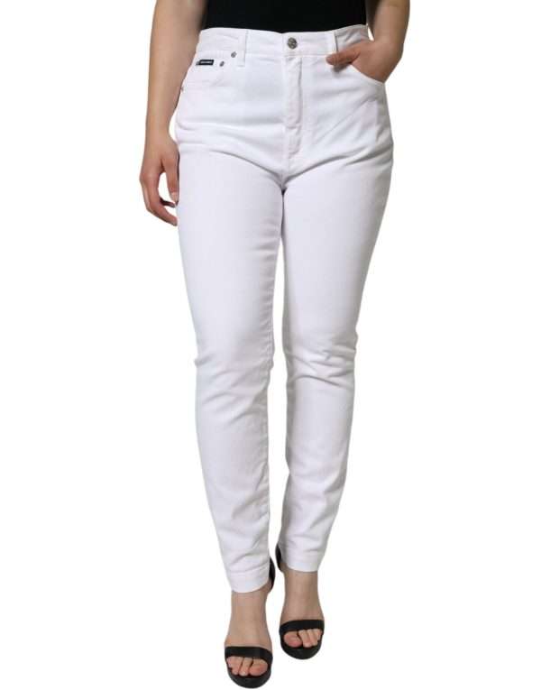 White Cotton Stretch AUDREY Skinny Jeans - Image 2