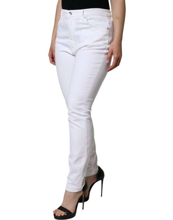 White Cotton Stretch AUDREY Skinny Jeans - Image 3