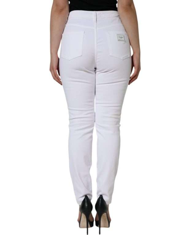 White Cotton Stretch AUDREY Skinny Jeans - Image 4