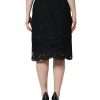 Black Floral Lace High Waist Pencil Cut Skirt - Image 4