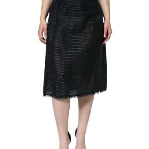 Black Viscose High Waist Pencil Cut Skirt