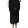 Black Embellished Pencil Cut Midi Skirt - Image 2