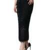 Black Embellished Pencil Cut Midi Skirt - Image 3