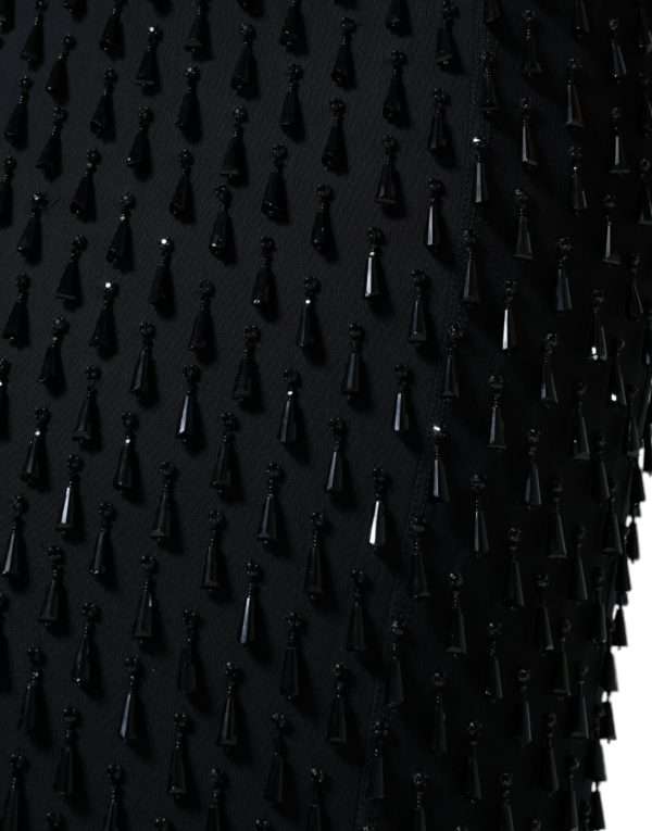 Black Embellished Pencil Cut Midi Skirt - Image 5
