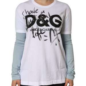 White Cotton Logo Print Round Neck T-shirt