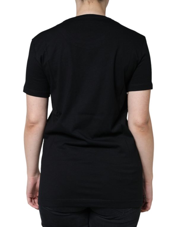 Black Cotton Crew Neck Short Sleeve T-shirt - Image 4