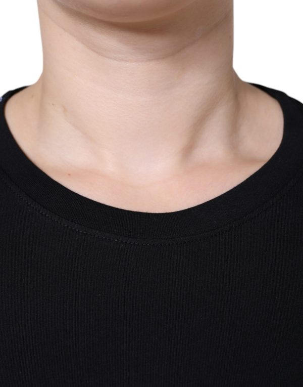 Black Cotton Crew Neck Short Sleeve T-shirt - Image 5