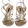 Beige Leather Stiletto Heels Sandals Shoes - Image 2