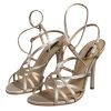 Beige Leather Stiletto Heels Sandals Shoes - Image 3