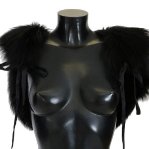 Elegant Black Silver Fox Fur Scarf