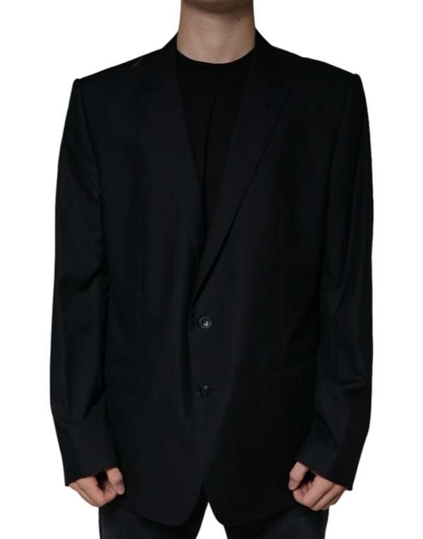 Black Wool Single Breasted Men Coat Blazer - Image 2