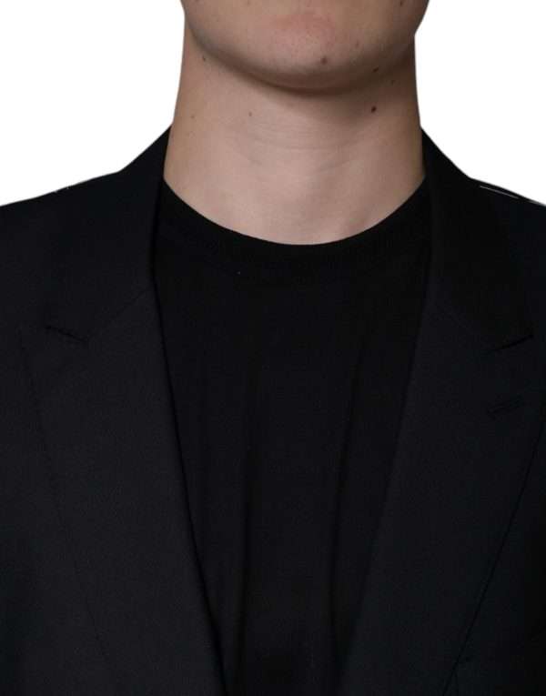 Black Wool Single Breasted Men Coat Blazer - Image 5