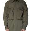 Military Green Cotton Bend Collared Coat Jacket - Image 2