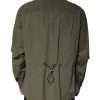 Military Green Cotton Bend Collared Coat Jacket - Image 4