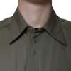 Military Green Cotton Bend Collared Coat Jacket - Image 5